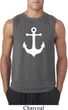Mens Sailing Shirt White Anchor Sleeveless Tee T-Shirt