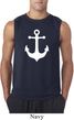 Mens Sailing Shirt White Anchor Sleeveless Tee T-Shirt