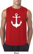 Mens Sailing Shirt White Anchor Sleeveless Tee T-Shirt