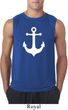 Mens Sailing Shirt White Anchor Sleeveless Tee T-Shirt