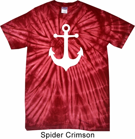 Mens Sailing Shirt White Anchor Spider Tie Dye Tee T-shirt