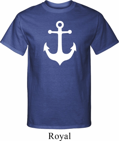 Mens Sailing Shirt White Anchor Tall Tee T-Shirt