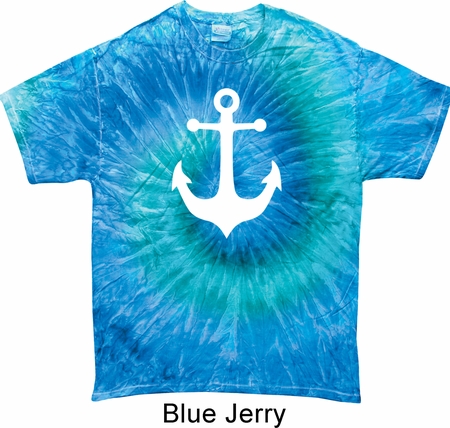 Mens Sailing Shirt White Anchor Tie Dye Tee T-shirt