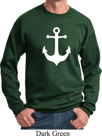 Mens Sailing Sweatshirt White Anchor Sweat Shirt