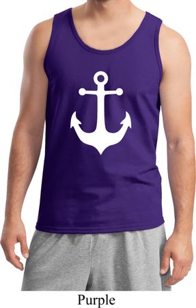 Mens Sailing Tanktop White Anchor Tank Top