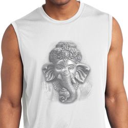 Mens Shirt 3D Ganesha Lights Sleeveless Moisture Wicking Tee