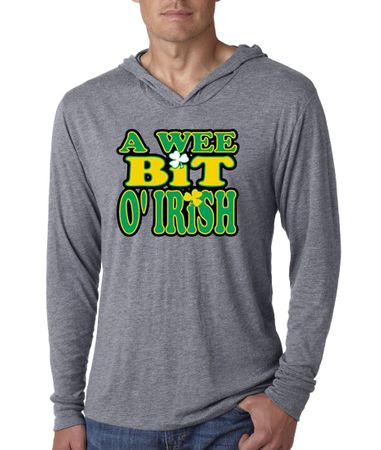 Mens Shirt A Wee Bit Irish Shamrock Lightweight Hoodie Tee T-Shirt