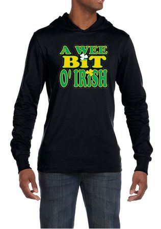 Mens Shirt A Wee Bit Irish Shamrock Lightweight Hoodie Tee T-Shirt