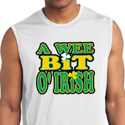Mens Shirt A Wee Bit Irish Shamrock Sleeveless Moisture Wicking Tee Mens Shirt A Wee Bit Irish Shamrock Sleeveless Moisture Wicking Tee
