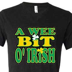 Mens Shirt A Wee Bit Irish Shamrock Ti Blend V-neck Tee T-Shirt Mens Shirt A Wee Bit Irish Shamrock Ti Blend V-neck Tee T-Shirt