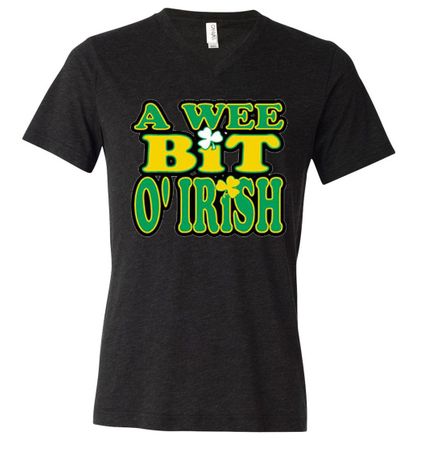 Mens Shirt A Wee Bit Irish Shamrock Ti Blend V-neck Tee T-Shirt