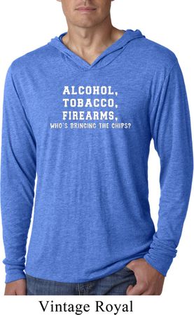 Mens Shirt Alcohol Tobacco Firearms ATF Lightweight Hoodie Tee T-Shirt