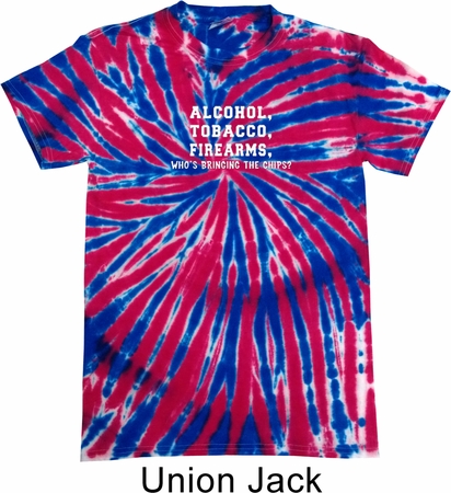 Mens Shirt Alcohol Tobacco Firearms ATF Patriotic Tie Dye Tee T-shirt