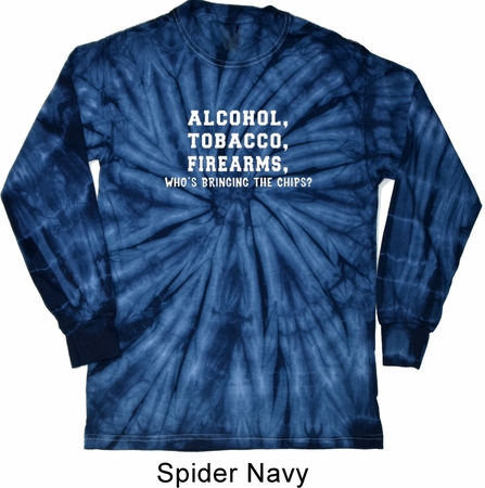 Mens Shirt Alcohol Tobacco Firearms Long Sleeve Tie Dye Tee T-shirt