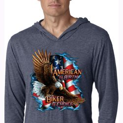 Mens Shirt American By Birth Lightweight Hoodie Tee T-Shirt