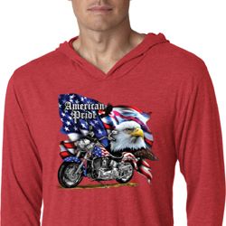 Mens Shirt American Pride Motorcycle Lightweight Hoodie Tee T-Shirt
