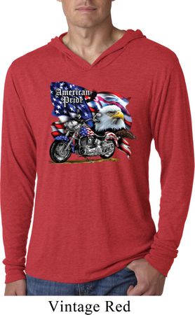 Mens Shirt American Pride Motorcycle Lightweight Hoodie Tee T-Shirt