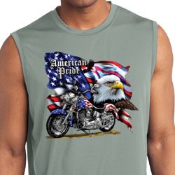 Mens Shirt American Pride Motorcycle Sleeveless Moisture Wicking Tee