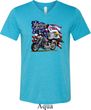 Mens Shirt American Pride Motorcycle Tri Blend V-neck Tee T-Shirt