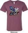 Mens Shirt American Pride Motorcycle Tri Blend V-neck Tee T-Shirt