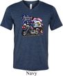 Mens Shirt American Pride Motorcycle Tri Blend V-neck Tee T-Shirt
