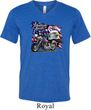 Mens Shirt American Pride Motorcycle Tri Blend V-neck Tee T-Shirt