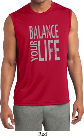 Mens Shirt Balance Your Life Sleeveless Moisture Wicking Tee T-Shirt