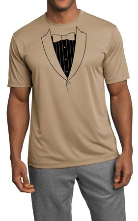 Mens Shirt Basic Black Tuxedo Moisture Wicking Tee T-Shirt