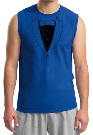 Mens Shirt Basic Black Tuxedo Muscle Tee T-Shirt
