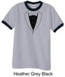 Mens Shirt Basic Black Tuxedo Ringer Tee T-Shirt