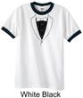 Mens Shirt Basic Black Tuxedo Ringer Tee T-Shirt