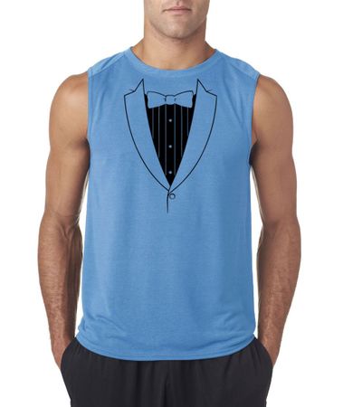 Mens Shirt Basic Black Tuxedo Sleeveless Tee T-Shirt