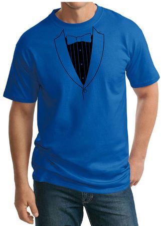 Mens Shirt Basic Black Tuxedo Tall Tee T-Shirt