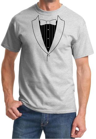 Mens Shirt Basic Black Tuxedo Tee T-Shirt