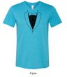 Mens Shirt Basic Black Tuxedo Tri Blend V-neck Tee T-Shirt