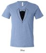 Mens Shirt Basic Black Tuxedo Tri Blend V-neck Tee T-Shirt