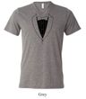 Mens Shirt Basic Black Tuxedo Tri Blend V-neck Tee T-Shirt