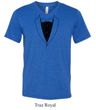 Mens Shirt Basic Black Tuxedo Tri Blend V-neck Tee T-Shirt
