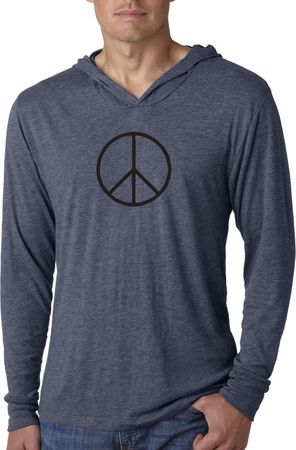 Mens Shirt Basic Peace Black Lightweight Hoodie Tee T-Shirt