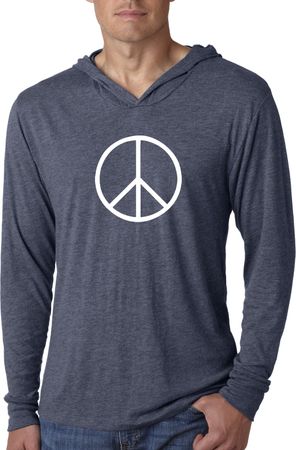 Mens Shirt Basic Peace White Lightweight Hoodie Tee T-Shirt
