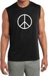 Mens Shirt Basic Peace White Sleeveless Moisture Wicking Tee T-Shirt