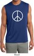 Mens Shirt Basic Peace White Sleeveless Moisture Wicking Tee T-Shirt