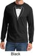 Mens Shirt Basic White Tuxedo Long Sleeve Tee T-Shirt