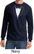 Mens Shirt Basic White Tuxedo Long Sleeve Tee T-Shirt