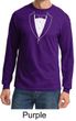 Mens Shirt Basic White Tuxedo Long Sleeve Tee T-Shirt