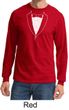 Mens Shirt Basic White Tuxedo Long Sleeve Tee T-Shirt