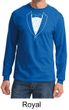Mens Shirt Basic White Tuxedo Long Sleeve Tee T-Shirt