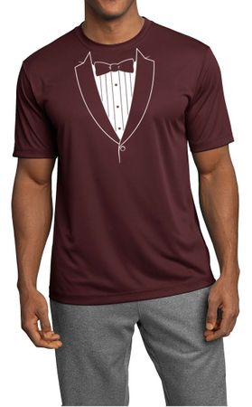 Mens Shirt Basic White Tuxedo Moisture Wicking Tee T-Shirt