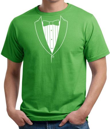 Mens Shirt Basic White Tuxedo Organic Tee T-Shirt