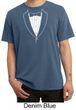 Mens Shirt Basic White Tuxedo Pigment Dyed Tee T-Shirt